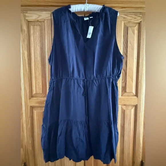 Plus Size XXL Navy Blue Sleeveless Tiered Dress Casual Summer NWT - Picture 1 of 7